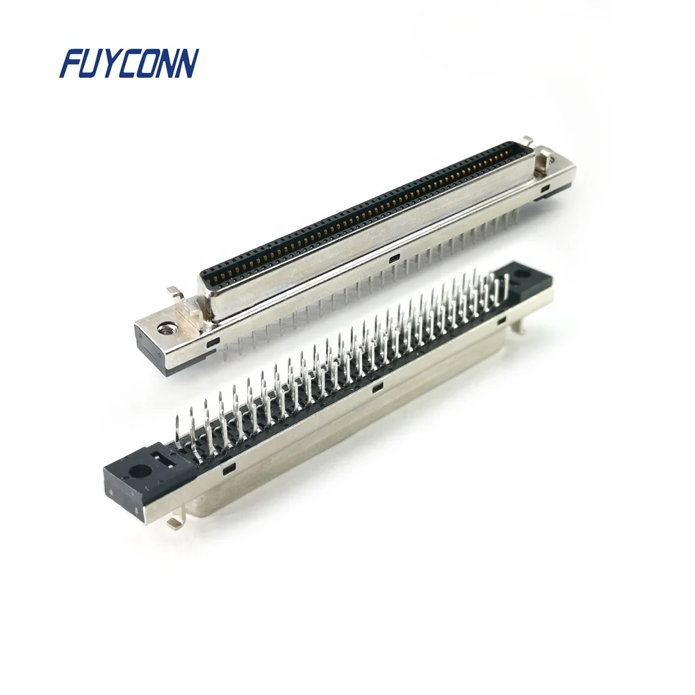 
1.27mm Straight PCB Female SCSI Connector, 14pin 20pin 26pin 36pin 50pin 68Pin 100pin SCSI Connector Socket with Fixness Hanger 