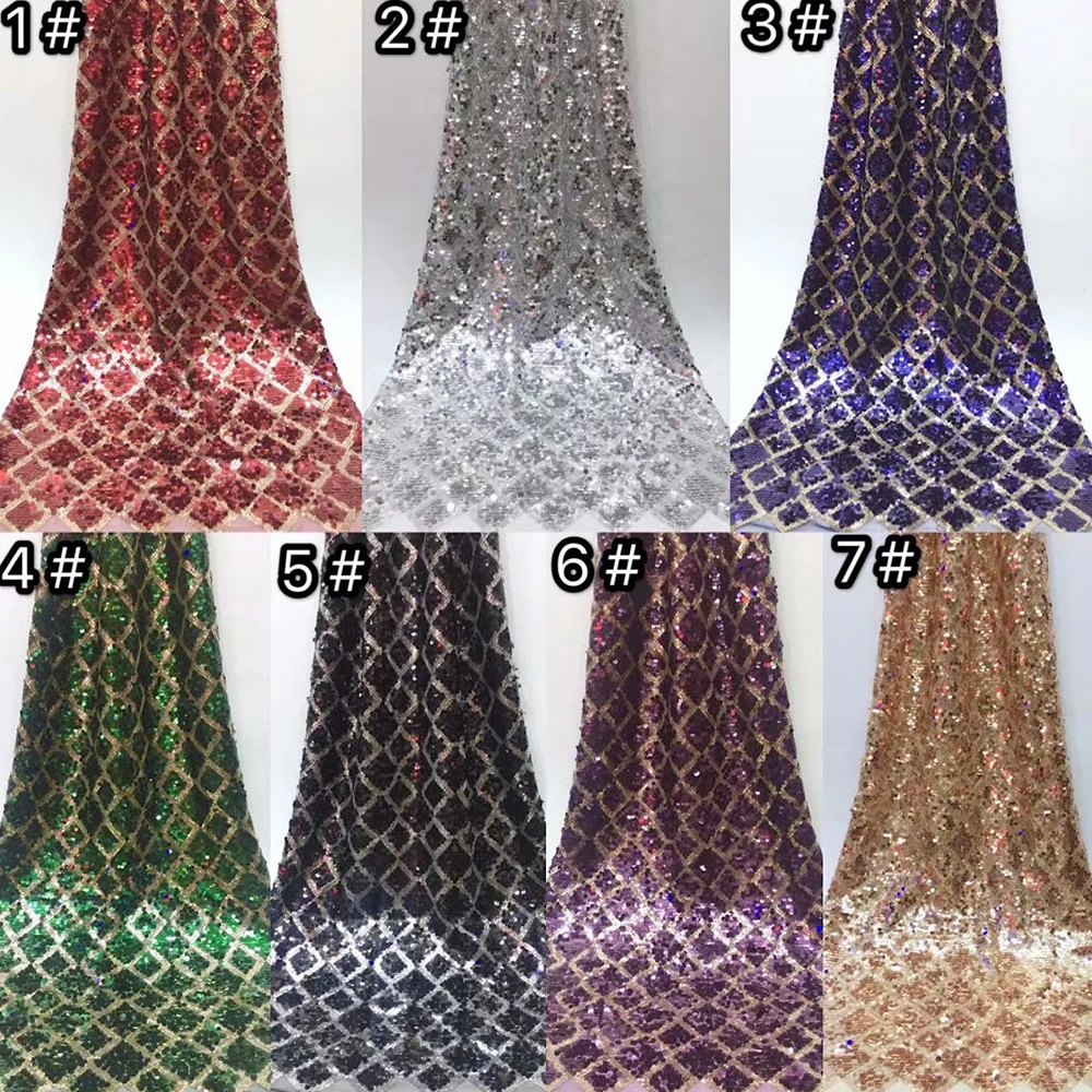 cheap beautiful square embroidery sequin lace fabric for woman dress