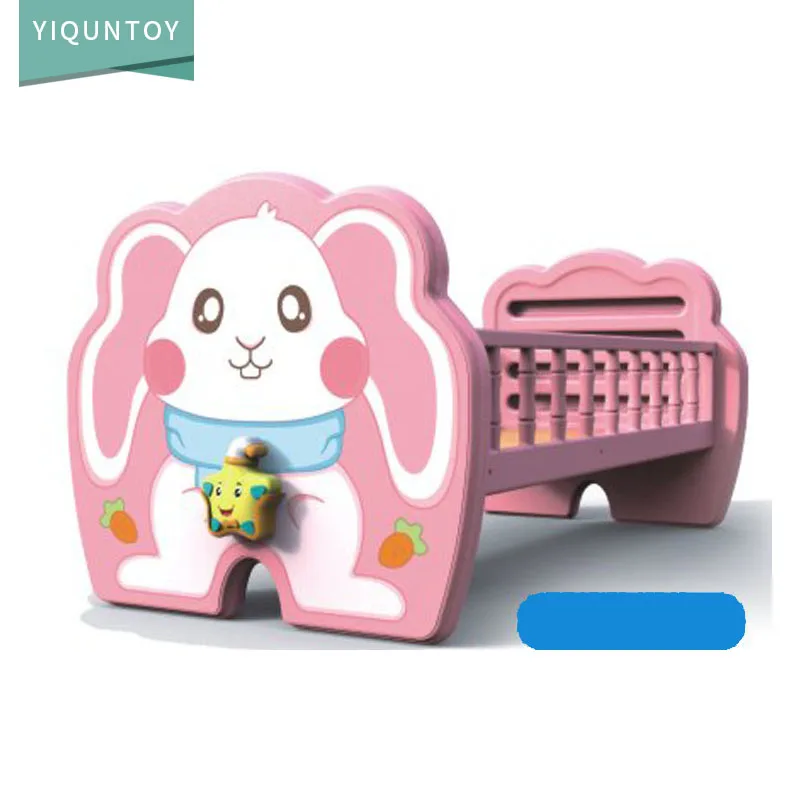 
kindergarten funny plastic kids cartoon bed with wooden sleeping board 