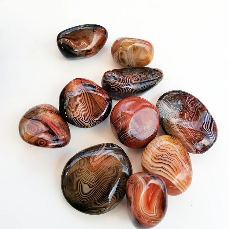Wholesale Natural Crystal Silk Agate Gravel Sardonyx Tumbled Stone Loose Gemstones Silk Agate Ball for Home Decoration Gift