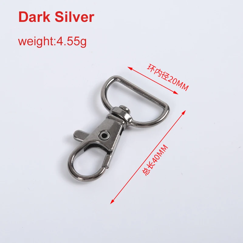 Factory Wholesale 20mm 2cm Zinc Alloy Lanyard Hook Silver Black Gold Metal Bag Buckle Hook Lanyards & Bags Accessories In Stock