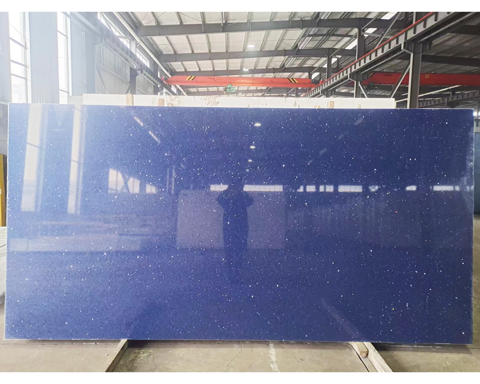 Artificial Quartz Surface Manufacturers Blue Sparkle Mirror Fleck Quartz Stone Countertops