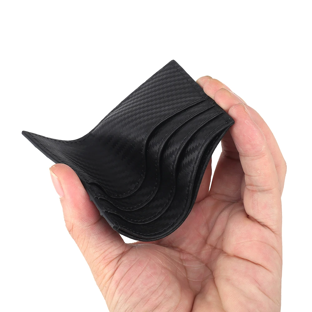 Popular Carbon Fiber Leather RFID Blocking Minimalist Small Credit ATM Card Holder for Mens