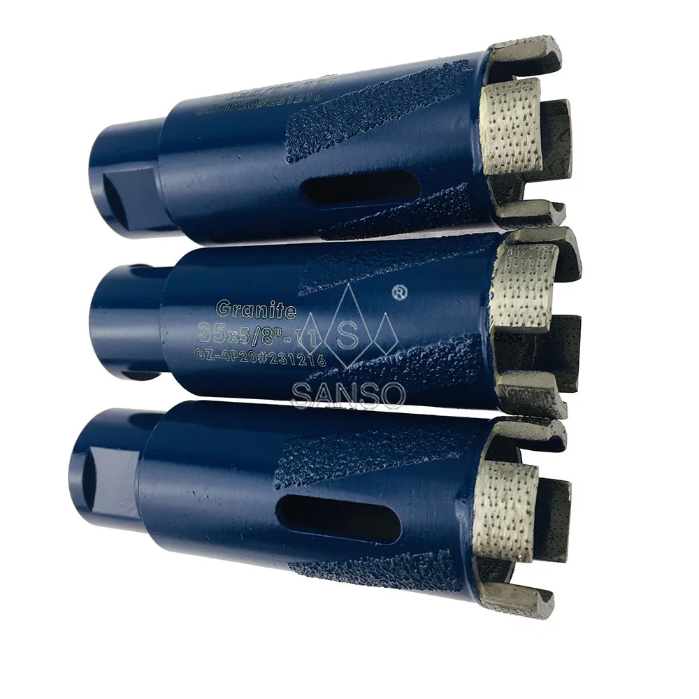 Sanso 1-3/8 inch vacuum brazed arix segmented diamond core drill bits for dry cutting granite