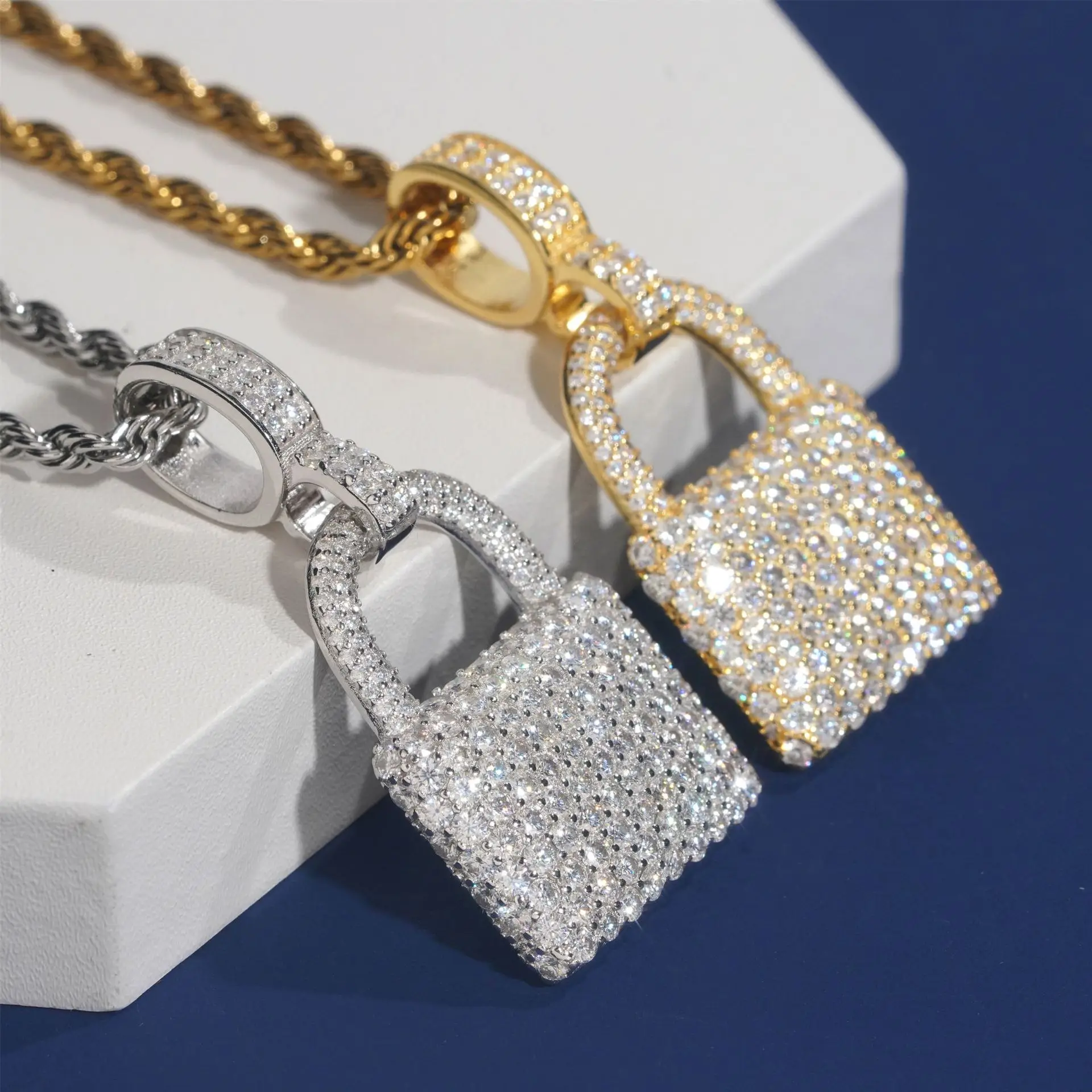 Hip Hop Pendants Iced Out Jewelry  925 Silver Lock Design  Charm Pendants With GRA Certificate VVS Moissanite Diamond