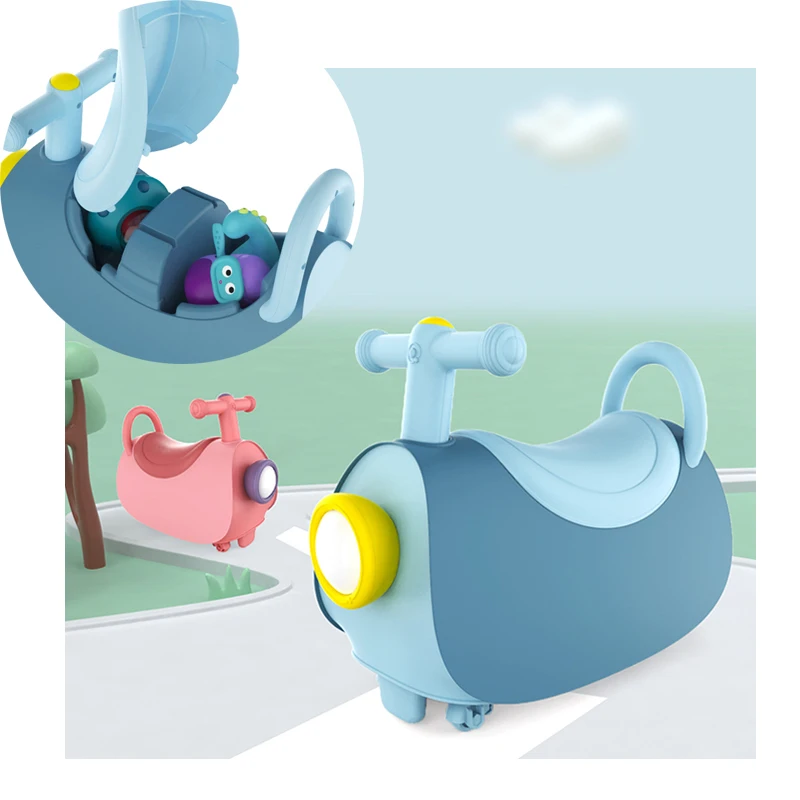 Ride on sliding car universal wheel storage seat lighting music toy kids electric scooter