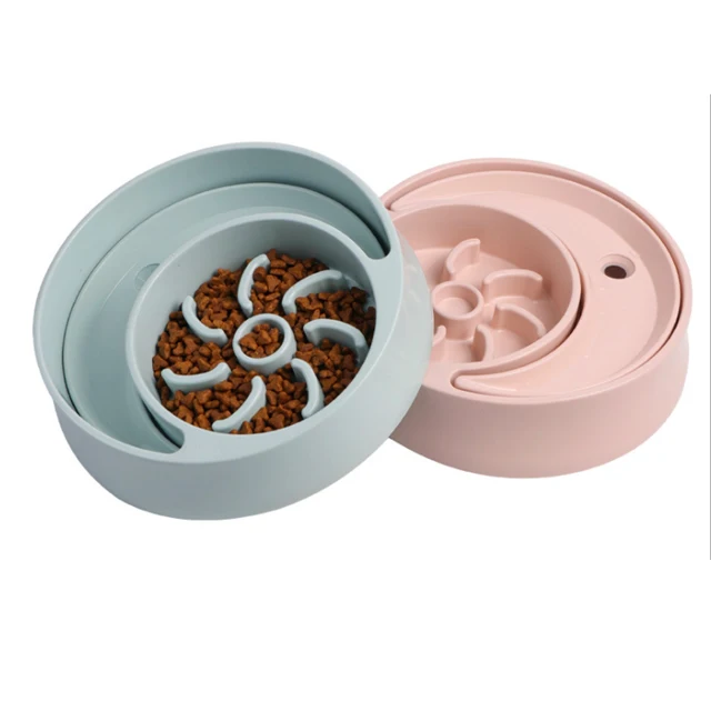 Durable Plastic Pet Cat Health Anti-swallow Pet Dog Bowl Slow Feeder Food float Drinking bowl