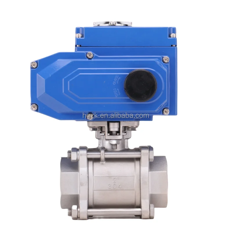 Motorized 3-piece Thread Type Sanitary Stainless Steel 304/316L Vacuum Ball Valve integrated square axis Electric Ball Valves