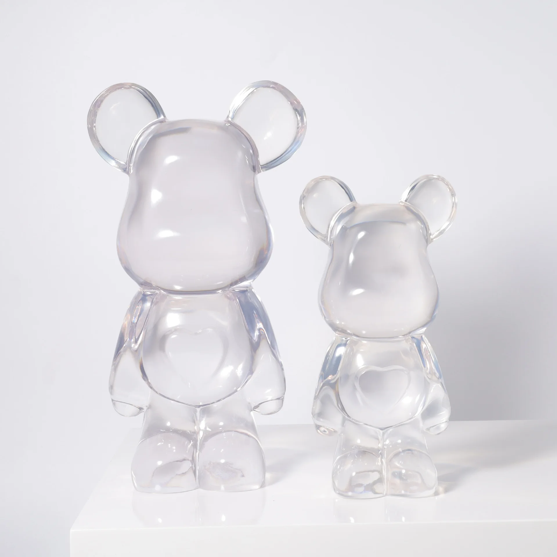 Small Transparent Violent Bear Statue Pair Creative Birthday Gift Multi Color Resin Sculpture