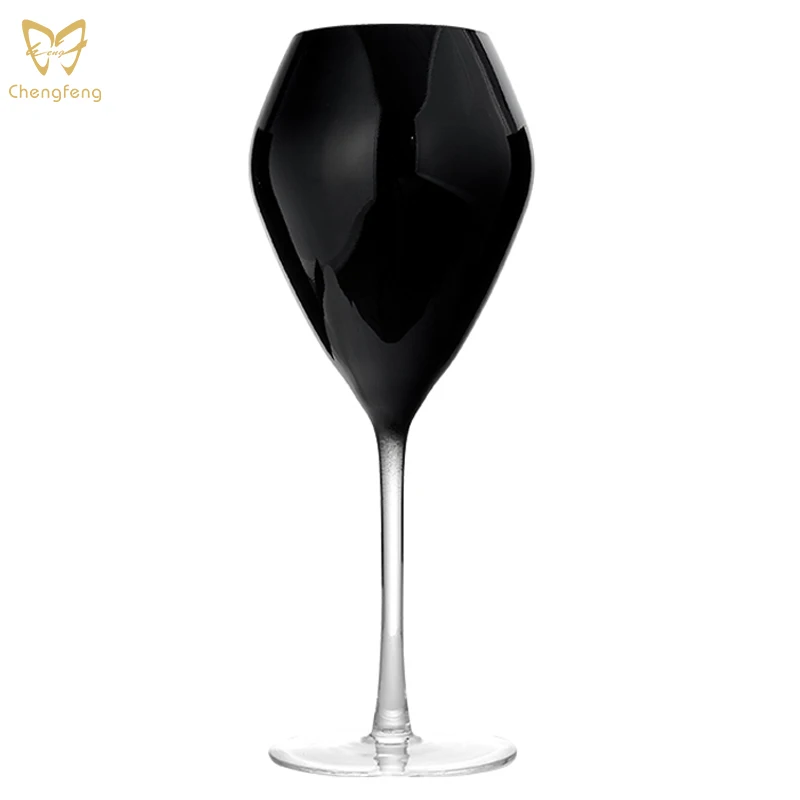 Lead Free Black Glass Cups Large-Capacity Red Wine Glass Clear Glass Goblet Unique Black Wine Glasses