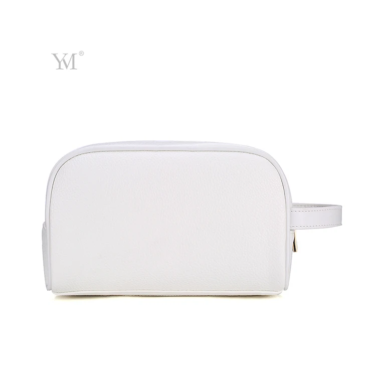Fashion customized zipper pouch cosmetic bag white leather zip cosmetic make up pouch