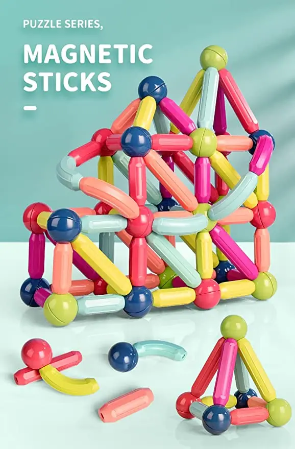 42PCS Magnetic Balls and Rods Set Magnetic Building Set Magnetic Balls and Sticks STEM Stacking Toys for  kids