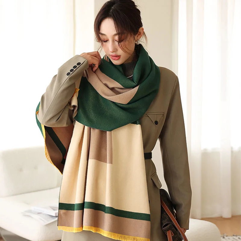 Fashion Luxury Winter Cashmere Scarf Women Design Warm Pashmina Blanket Horse Scarves Female Shawl Wraps Thick Foulard Adult