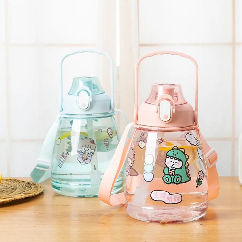 Tik tok hot selling 38oz custom design clear plastic water bottle gym water wide mouth sports water bottle with straw
