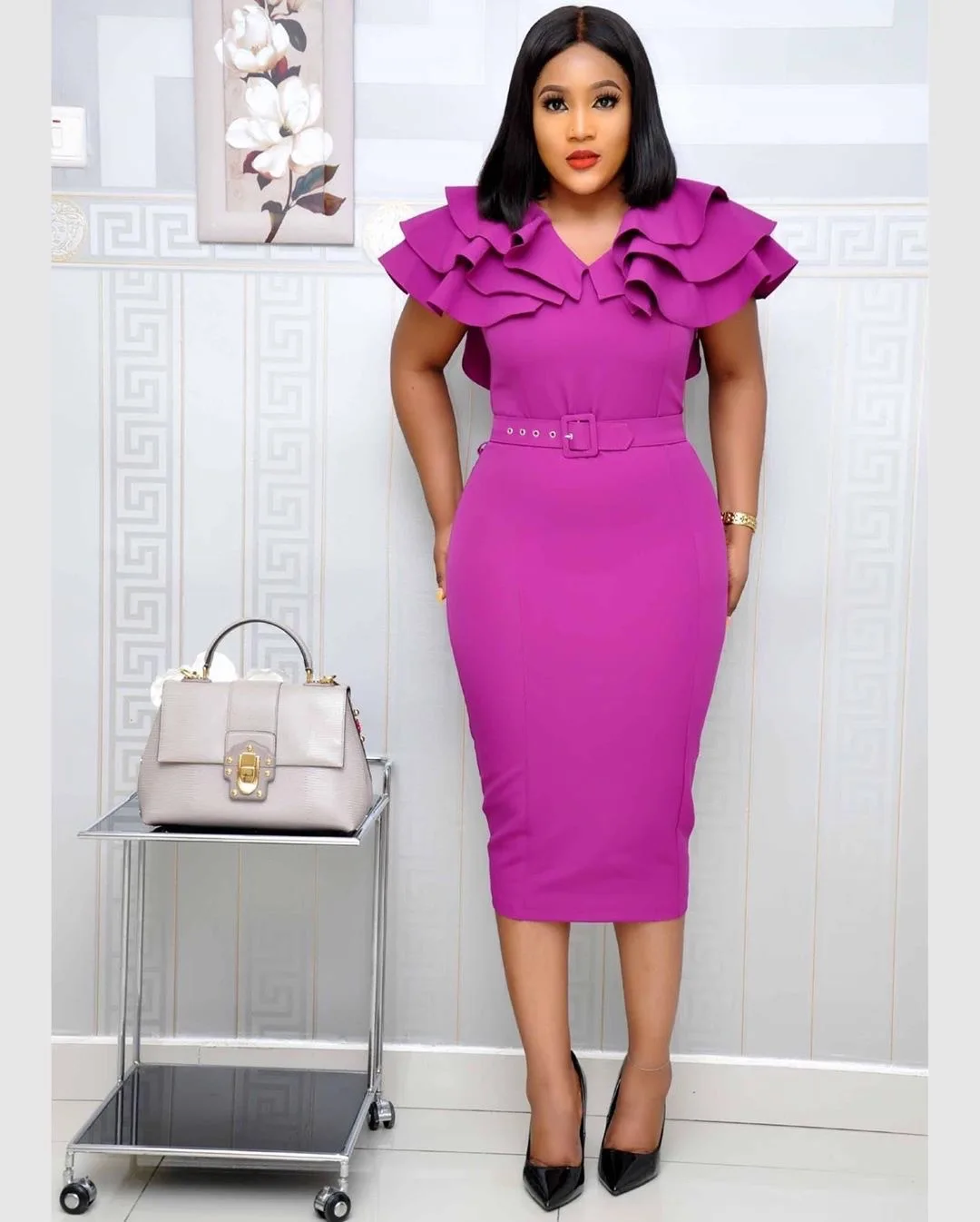 Office Dresses Ladies Women Elegant Skirt Business Wear African European American Plus Size Formal Dresses