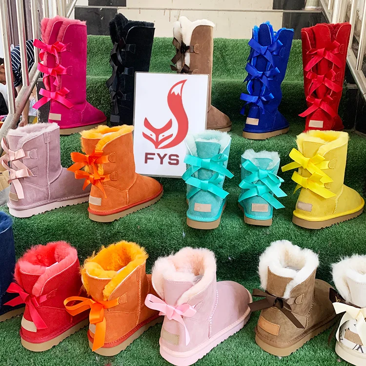 Custom logo print designer boots women famous brands sheepskin fur women boots shoes winter