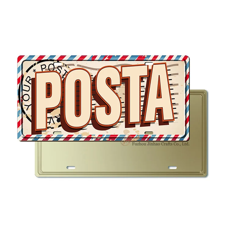 Винтажный металлический 3d знак POSTA, тисненый жестяной знак, индивидуальный номерной знак 31x16 см, номерной знак, ретро номерной знак, жестяные знаки