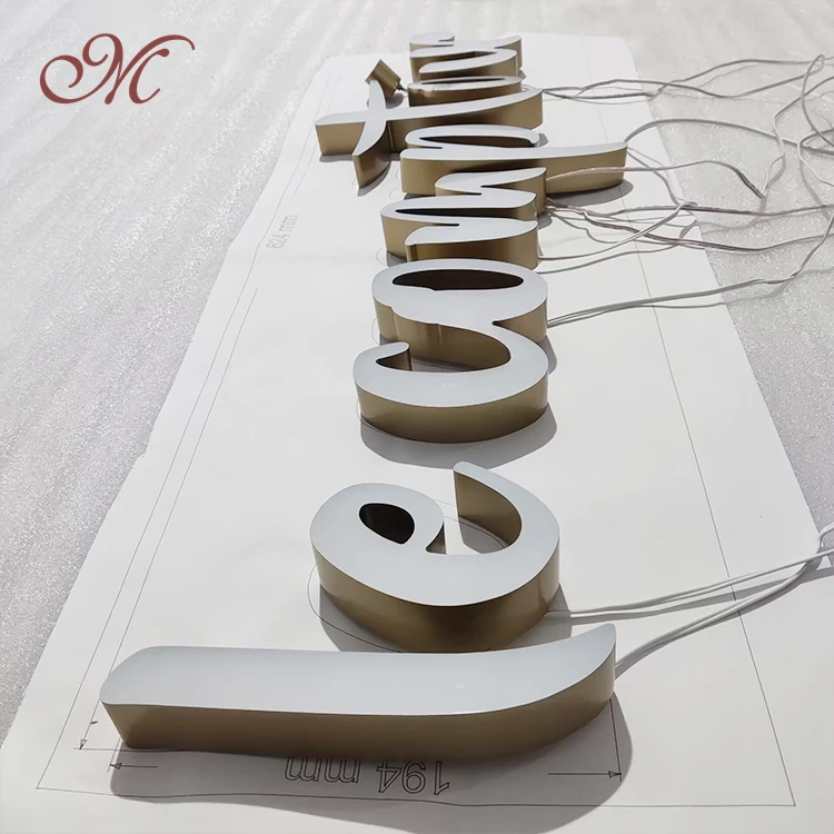outdoor store Company brand logo 3D Led front light letter sign custom business acrylic signs