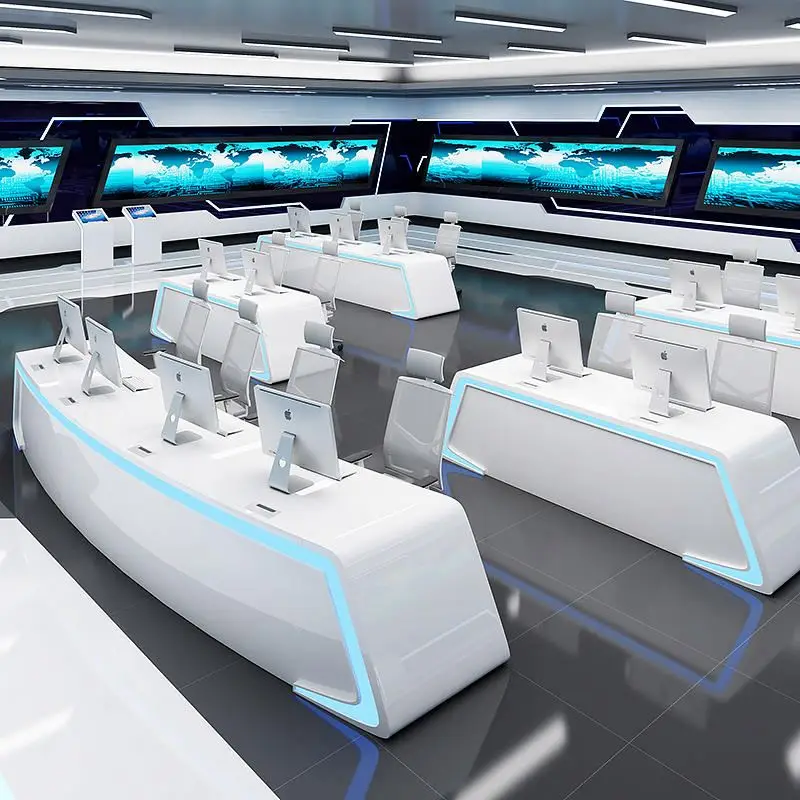 Technology LED Table And Chair For Command Center Studio Monitoring Room Computer Workstation Commercial Table Desk