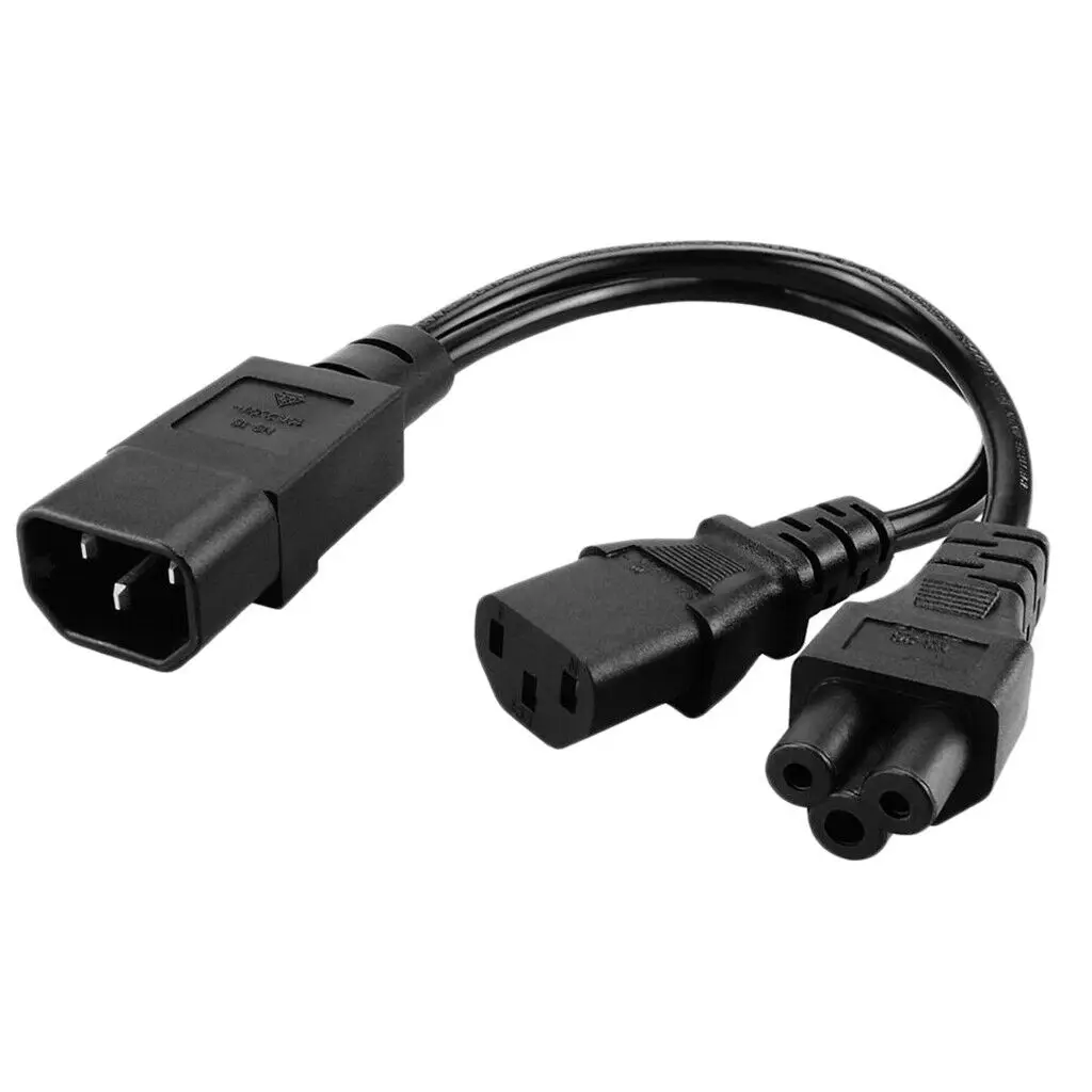 IEC 320 C14 Male Plug to 2x C13+C5 Female Plug Y Split Power Splitter Cord Cable