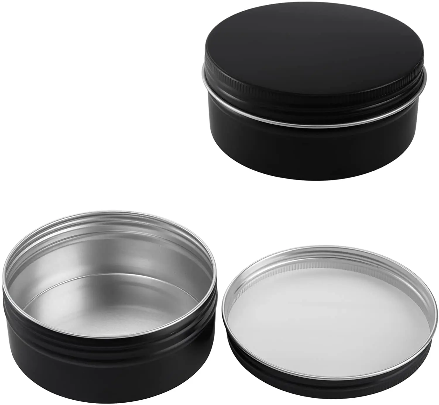 Wholesale Empty Black 240ml Round Metal Aluminum Tin Cans Tea Storage Case Jars with Screw Top Lids
