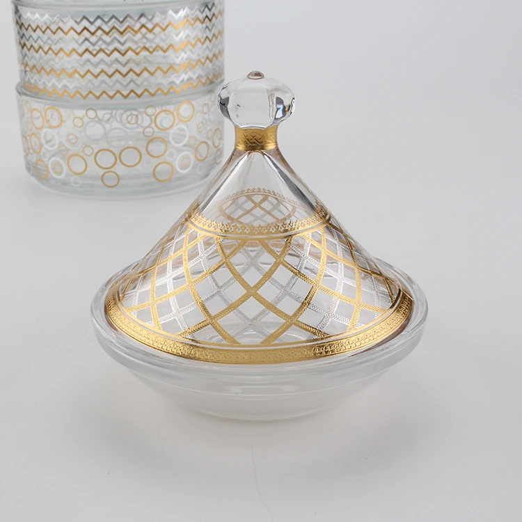 Food Storage Glass Moroccan Mini Tajine Arabic Style Glass Tajine dates bowl