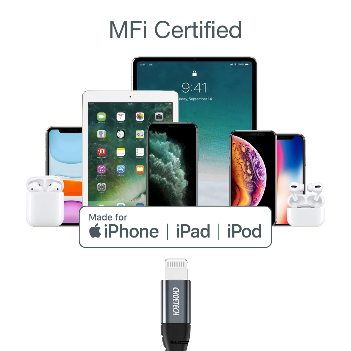  CHOETECH USB C к Lightning кабелю 10 футов/4 фута для IPhone 12 [Сертификация Apple MFi] нейлоновый плетеный