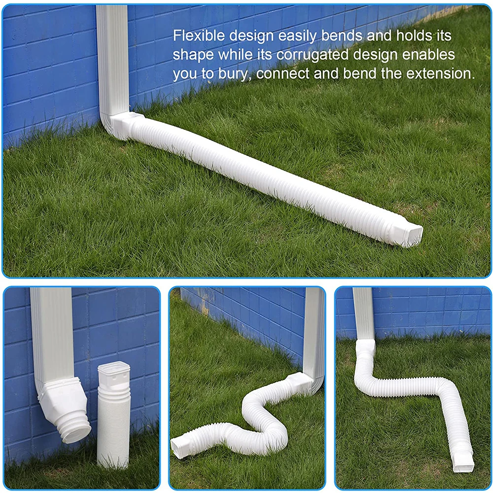 Rain pipe Gutter Flexible downspout Extension extensions for house plastic extender materials 3 inch gutters Drain 2-pack
