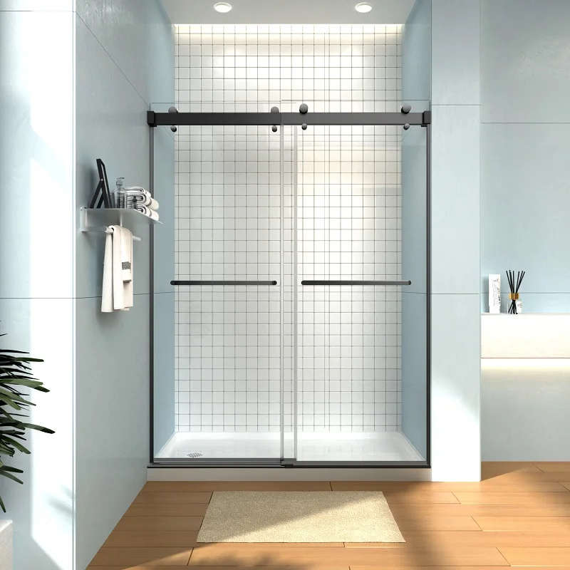 Competitive Price Frameless Glass Shower Enclosures Tempered Glass Partition Aluminum Sliding Shower Door