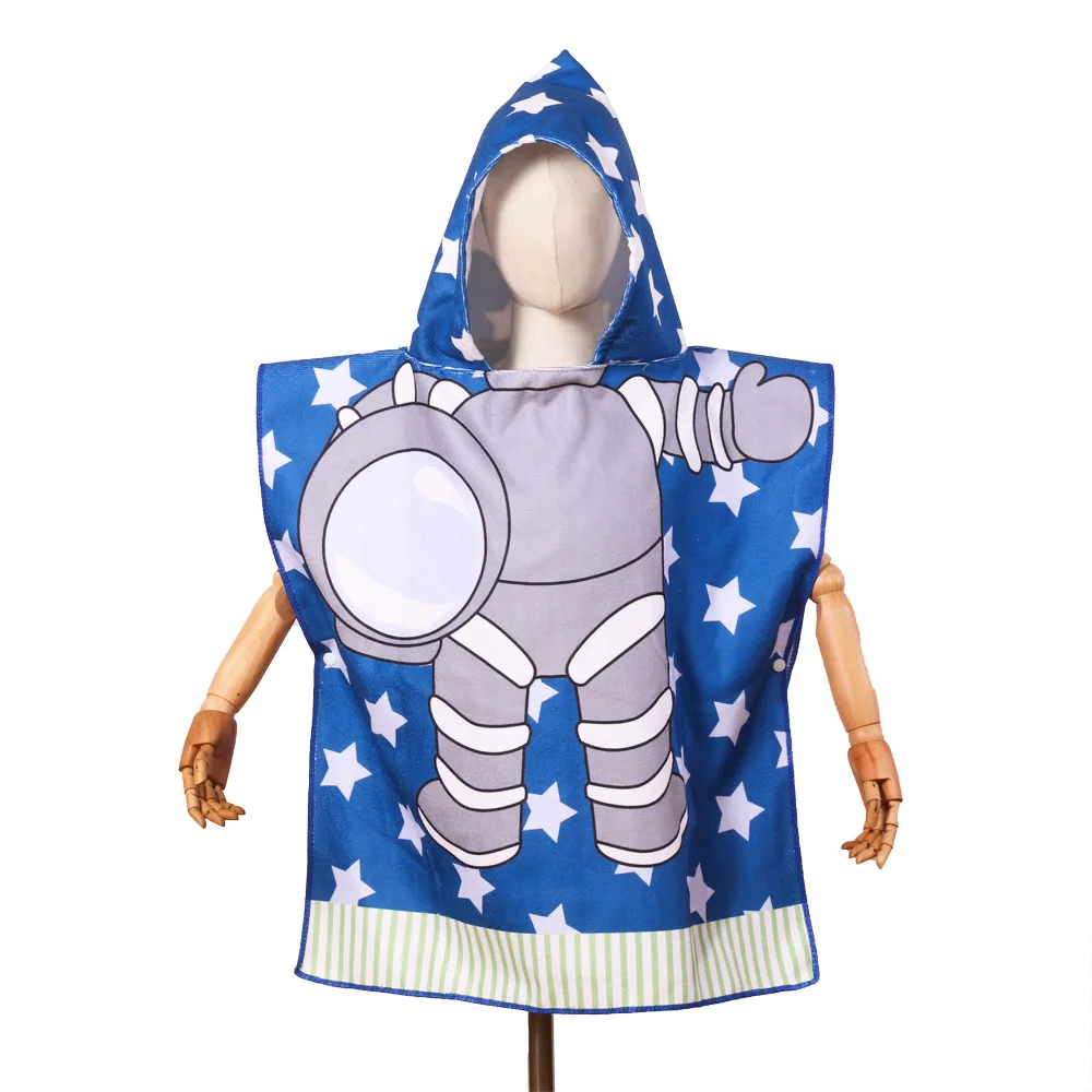 Custom Microfiber Solid Kid Chid Children Beach Sport Hooded Poncho Hoodie Surf Towel