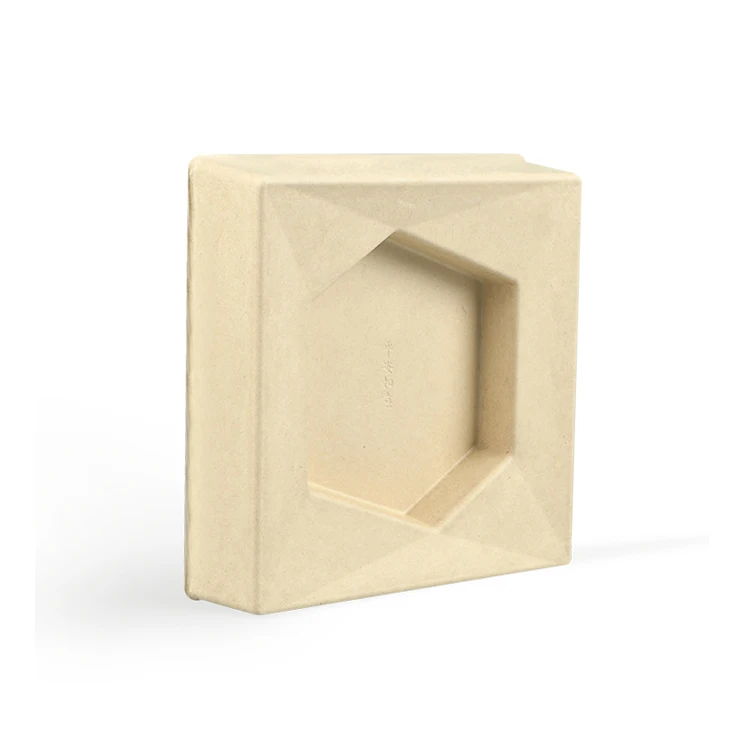 Customized Compostable Biodegraded Bagasse Protective Molded  Yellow Packaging Tray
