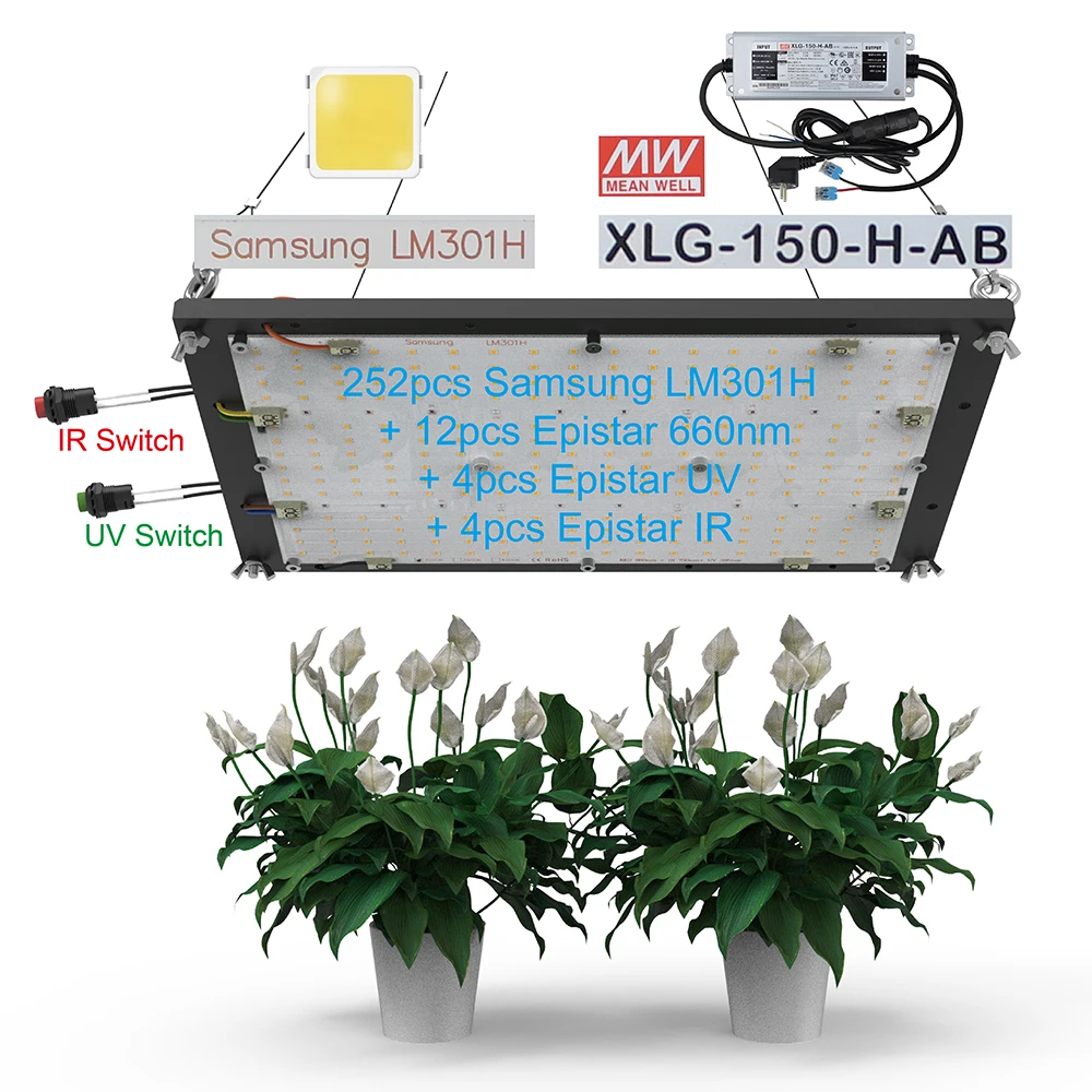 
Estares 120W Epistar UV & IR Switchable QB272 V4 LED Board LM301H MEAN WELL dimmable XLG driver led grow light 