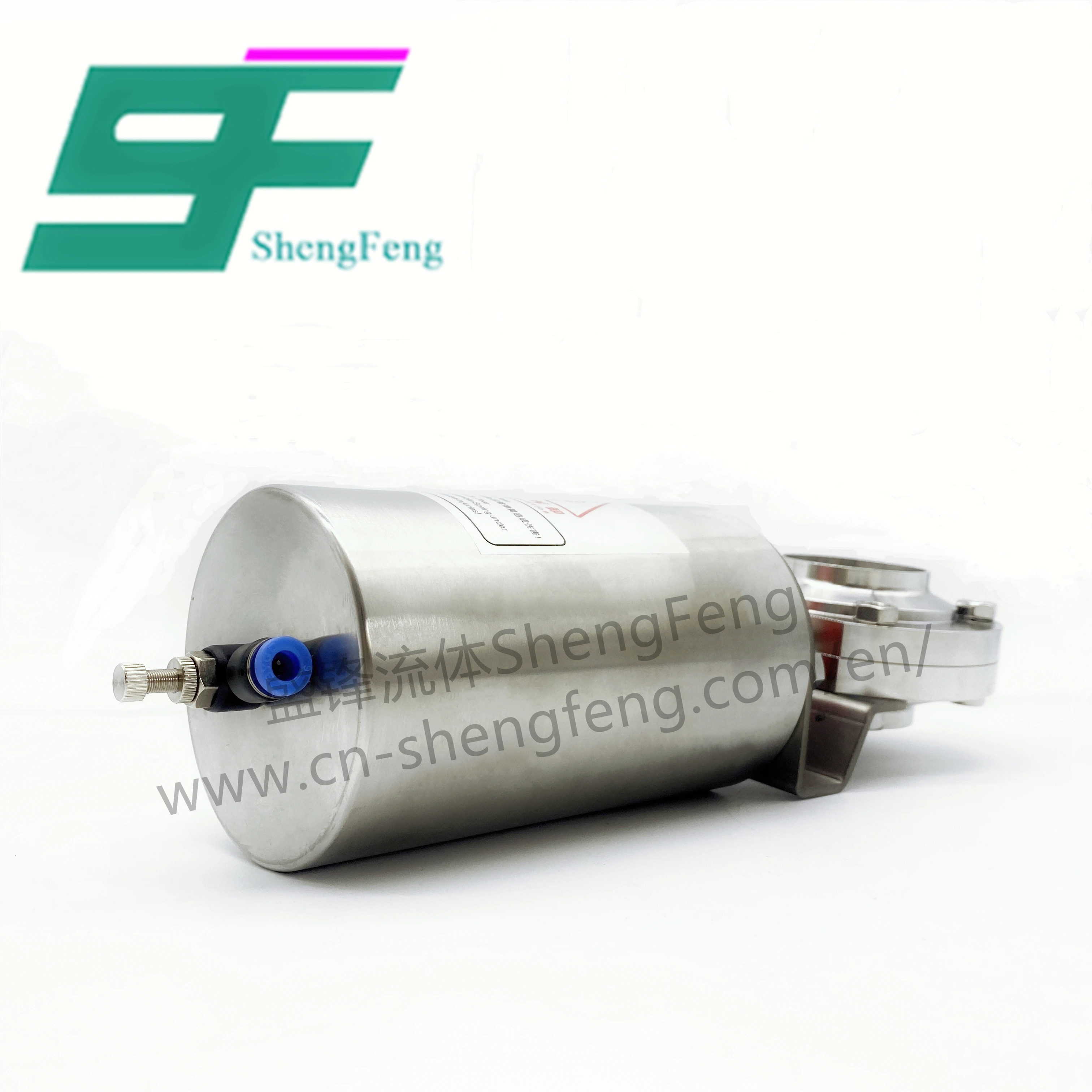 ShengFeng SS304 Sanitary SMS Welded Butterfly Valve with Pneumatic Actuator