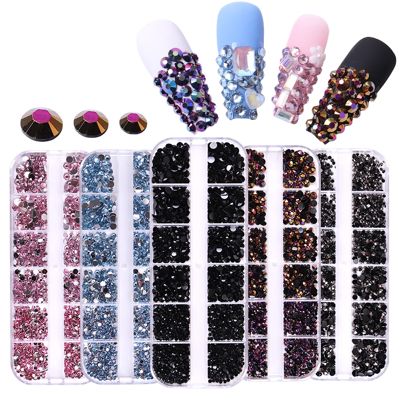 Mixed Sizes Gorgeous Crystal Ab Rhinestones Nail Art Crystal 3d Glitter Glass Diamond Nail stones