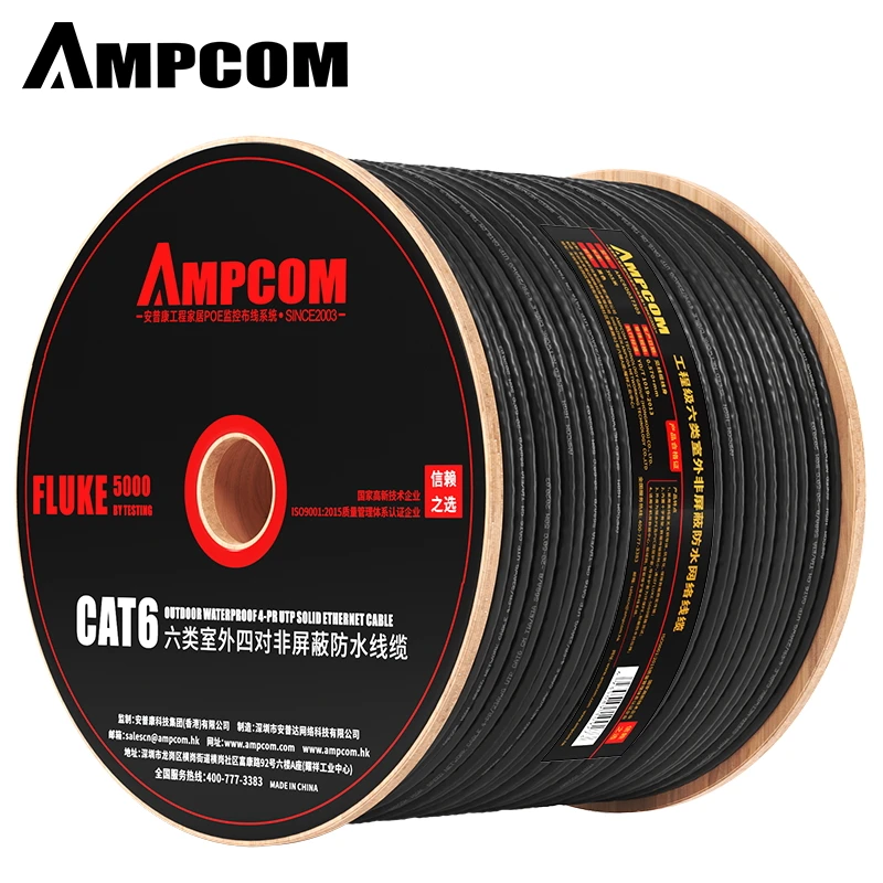 Ampcom Cat6 сетевой кабель 24AWG 305m Ethernet провод 1000ft 0,56 utp кабель для внутренней установки для комнаты данных Инженер проекта коммутации