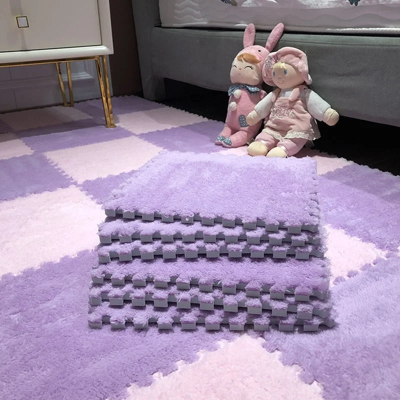 Floor Mats Tiles EVA Puzzle Hairy Rug Washable Baby Play Mat Plush Carpet Foam Puzzle Carpet