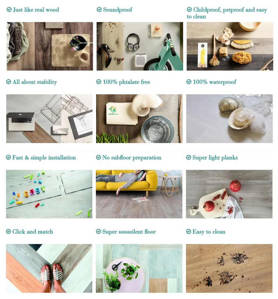 Competitive Advantage Wood Texture Spc IXPE Flooring Cushion Vinyl Laminate Flooring