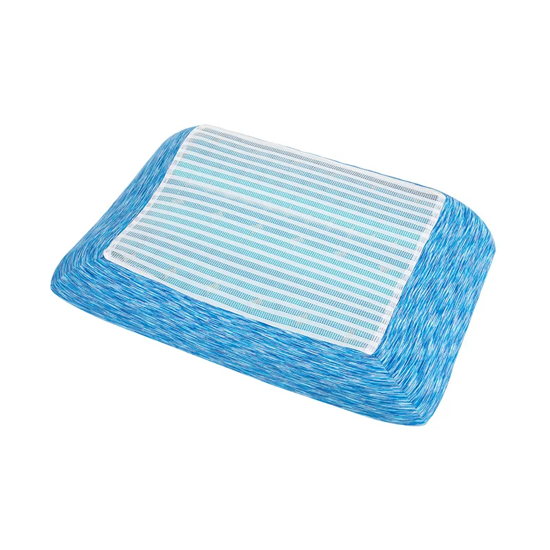Anti  gel wrinkle  foam  pillow,Blue Cooling Gel Effect Air Holes Comfortable Memory Foam Trapezoid Pillow with Washable Cover