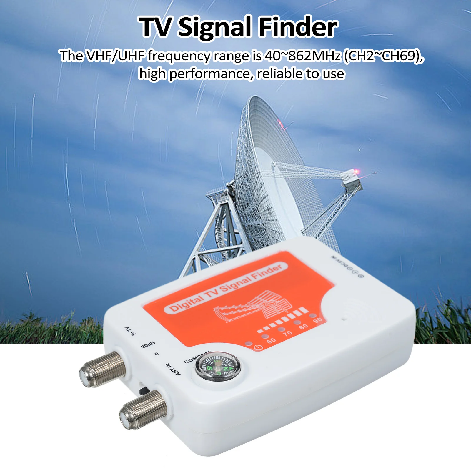 Digital TV Signal Finder Mini  TV Antenna Signal Strength Meter Detector Receiver Signal Strength Meter with Compass