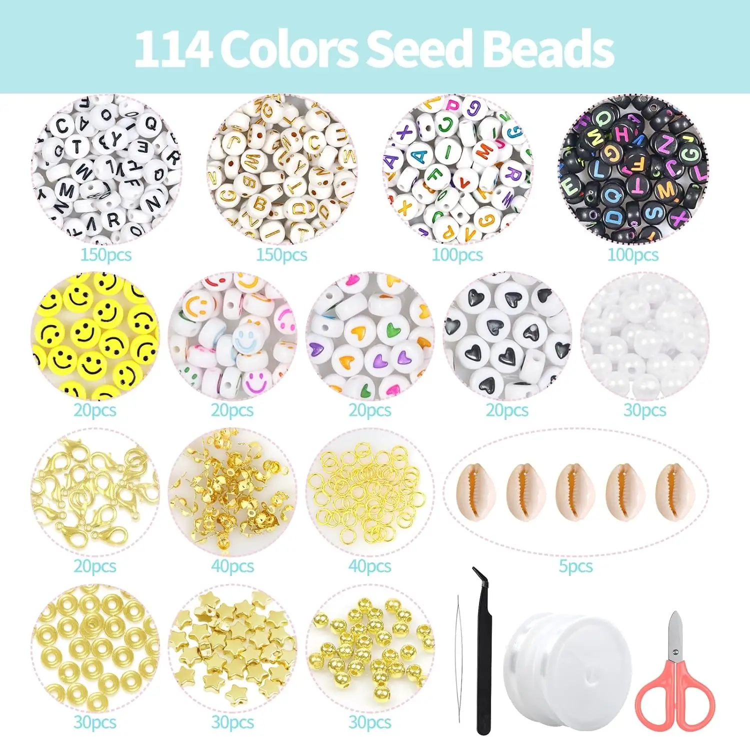 48690pcs 114 Colors 2mm Glass Seed Beads for Bracelet Making Kit Seed Beads for Jewelry Making Friendship Gifts