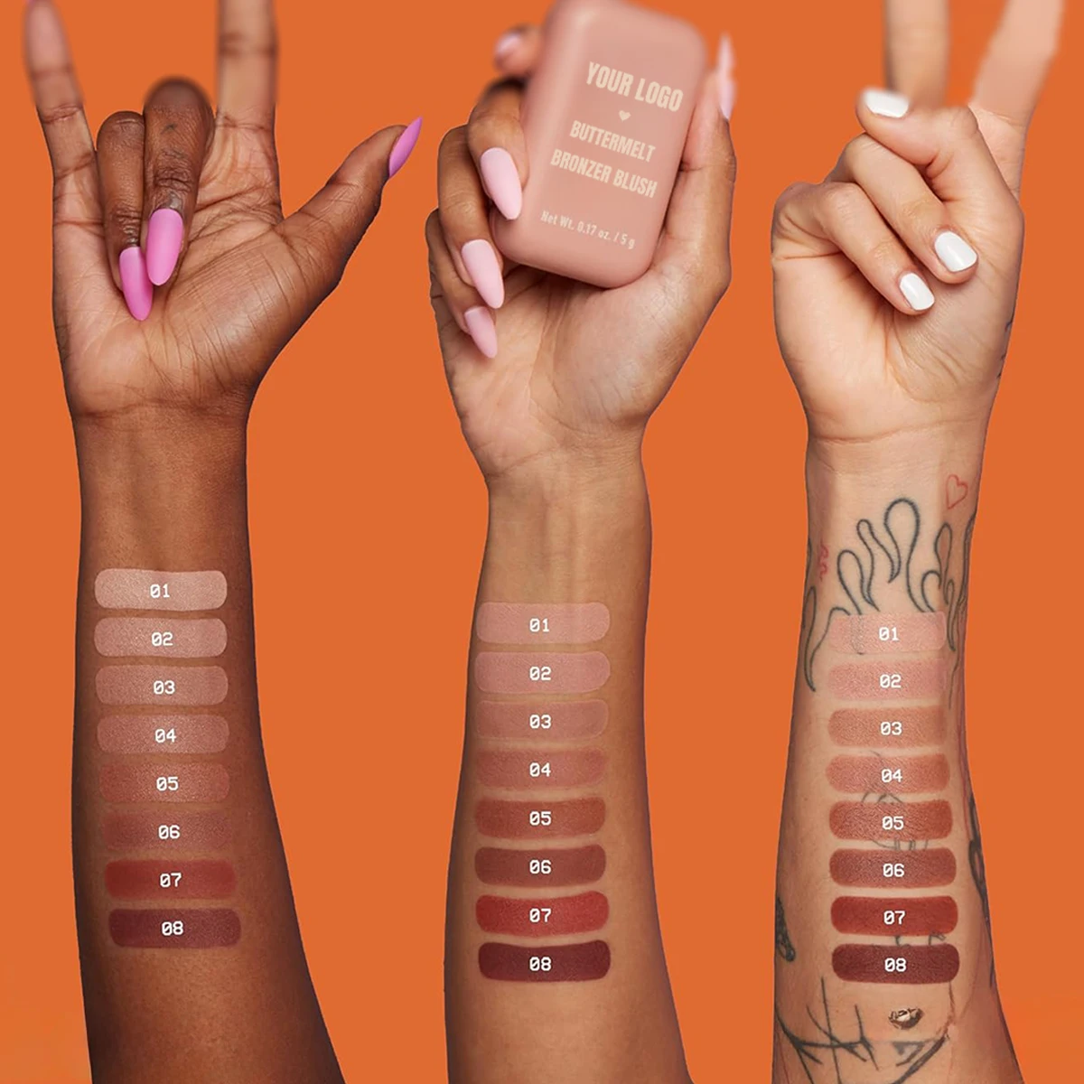Talc Free Vegan Natural Long-Lasting Blush And Bronzer Private Label Tint Face Makeup Contour Bronzer Powder Palette