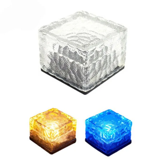 
Outdoor Rgb White Glass Solar Powered Led Ice Brick Light, Waterproof Solar Buried Light 