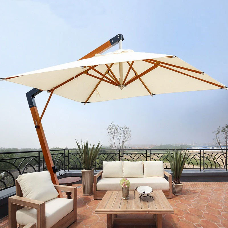Luxury Banana Patio Umbrella Aluminum Garden Full Size Hotel Beach Umbrella Restaurant Coffee Patio Parasol With Bases