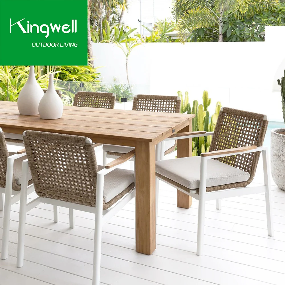 Balcony Garden Outdoor Dining Furniture Sets Patio Table Set Outdoor Garden Set Rope Woven Table And Chair With Cushion