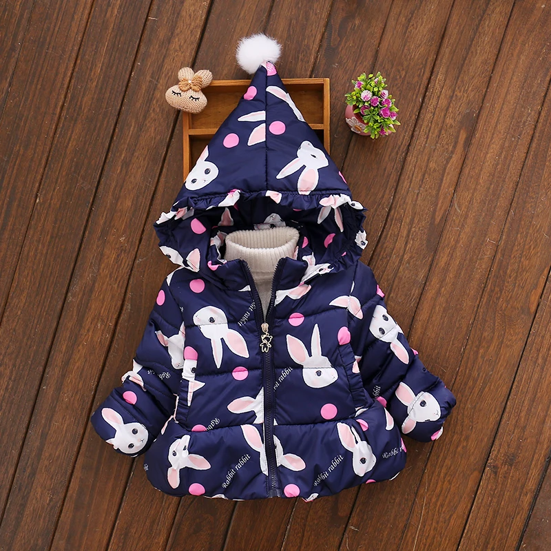 New Fashion Animal Print Baby Girls Coat Thicken Jackets For Kids Warm Girls Cotton Coat Outerwear