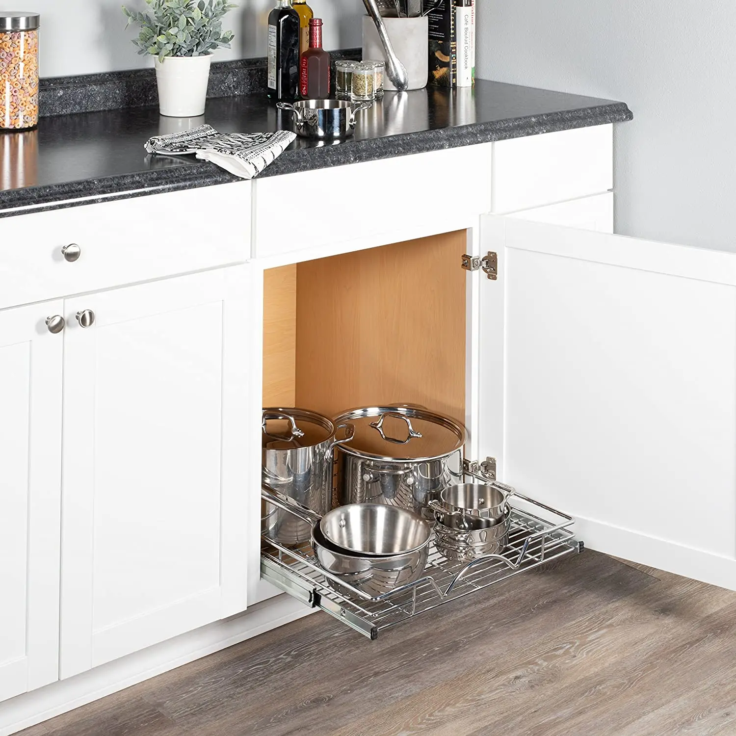 Kitchen Cabinet Organiser Pull Out Wire Basket Base Unit Storage In Various Sizes VT-09.440