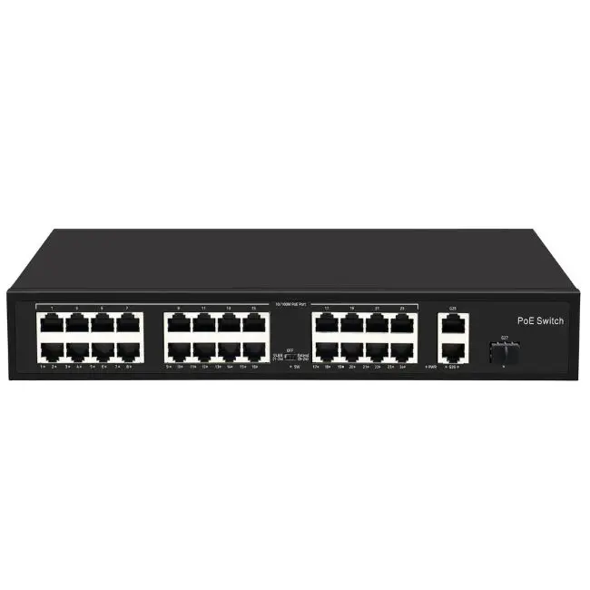 24 Ports Network Gigabit PoE Switches Support VLAN Extend witch 2 Gigabit Ethernet Uplink Ports 300W Network Switch