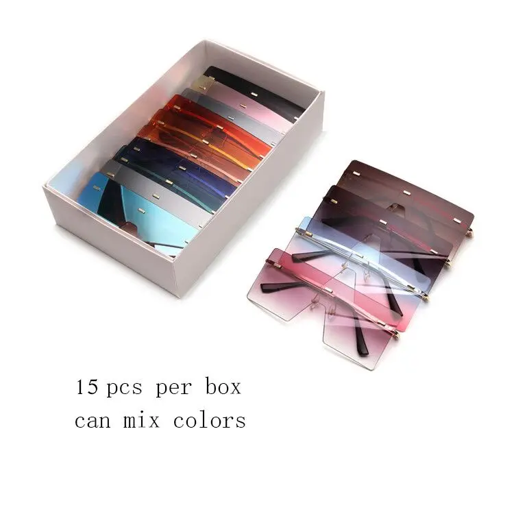 SKYWAY Free Shipping In Stock 15 Pack Fashion Oversize Gradient Sunglasses Rimless Eyewear Sun Glasses