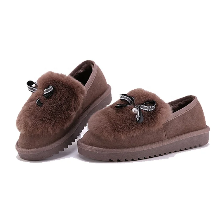 
ladies flat comfortable warm fur slip-on women moccasins shoes 