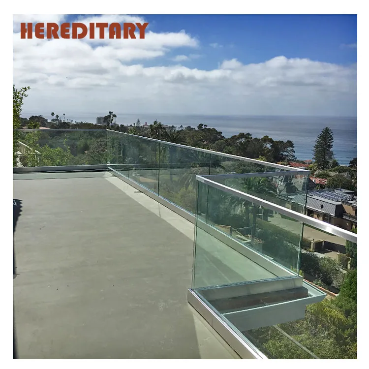 Aluminum profile u channel glass veranda deck railing holder glass handrail clamp bracket